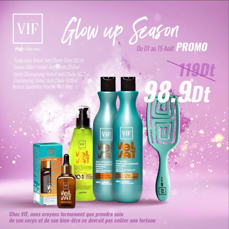 Pack capillaire Velvet Antichute - Brosse squelette flexible vert bleu